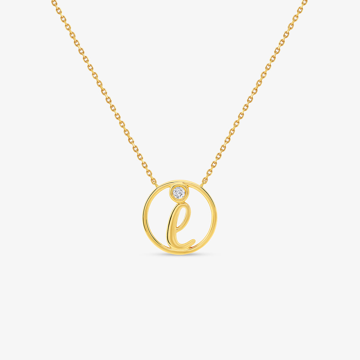I<span> Initial Circle Diamond </span>NECKLET