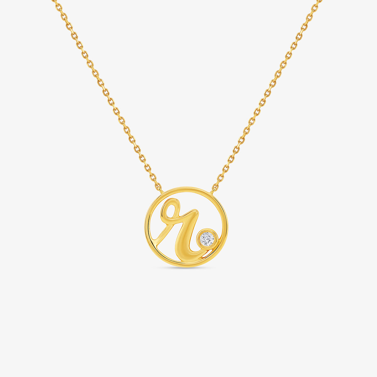 R <span>Initial Circle Diamond </span>NECKLET