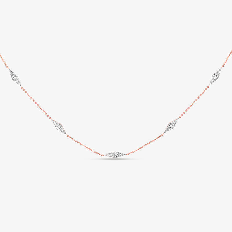 The TIMELESS Tennis Diamond NECKLET by Keemti Jewels features five marquise diamonds for a luxurious rose gold touch.