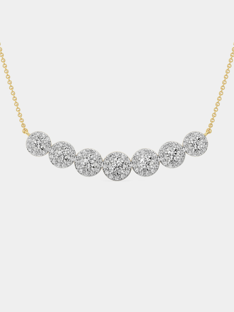 Symphony of Sparkle necklace with round pavé stones, silver tone, 1.0 ct