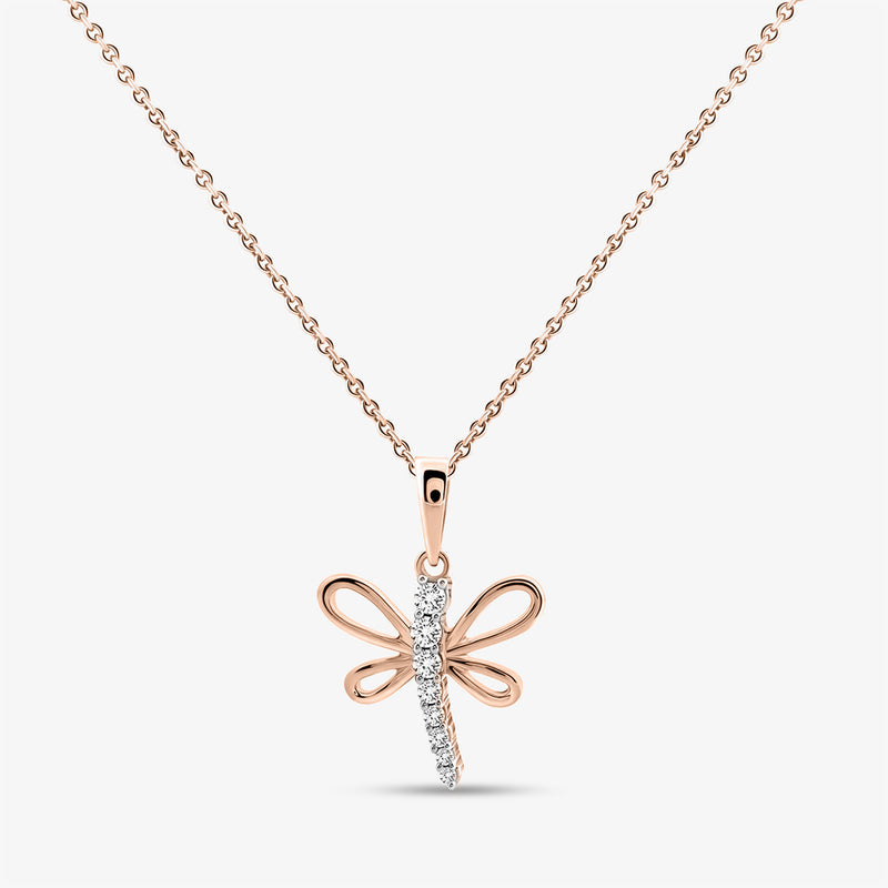 FLUTTER Spark Drachenfliege-Halskette, Silber 925 Kette mit Schimmer-Anhänger