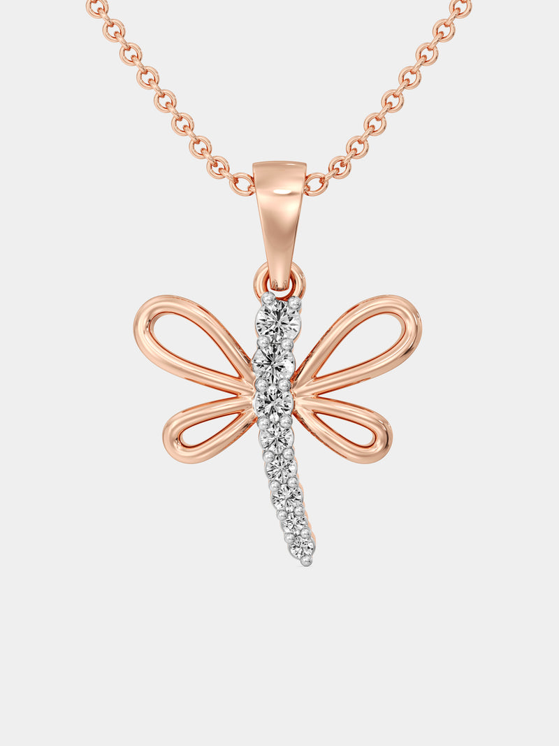 FLUTTER Spark Drachenfliege-Halskette, Silber 925 Kette mit Schimmer-Anhänger