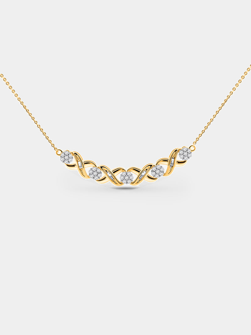 Interlinked Curved Diamond Necklet