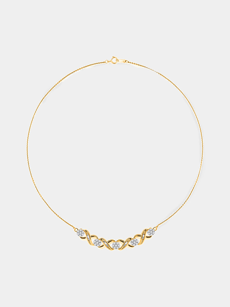 Interlinked Curved Diamond Necklet