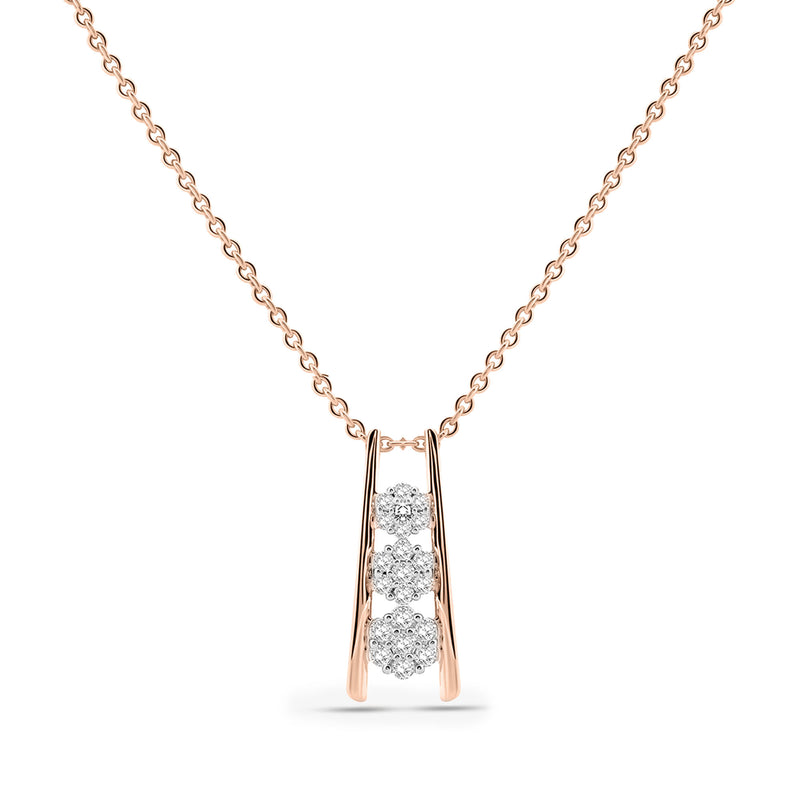 Vergoldeter geometrischer Cluster-Necklace mit funkelnden Steinen im rechteckigen Rahmen