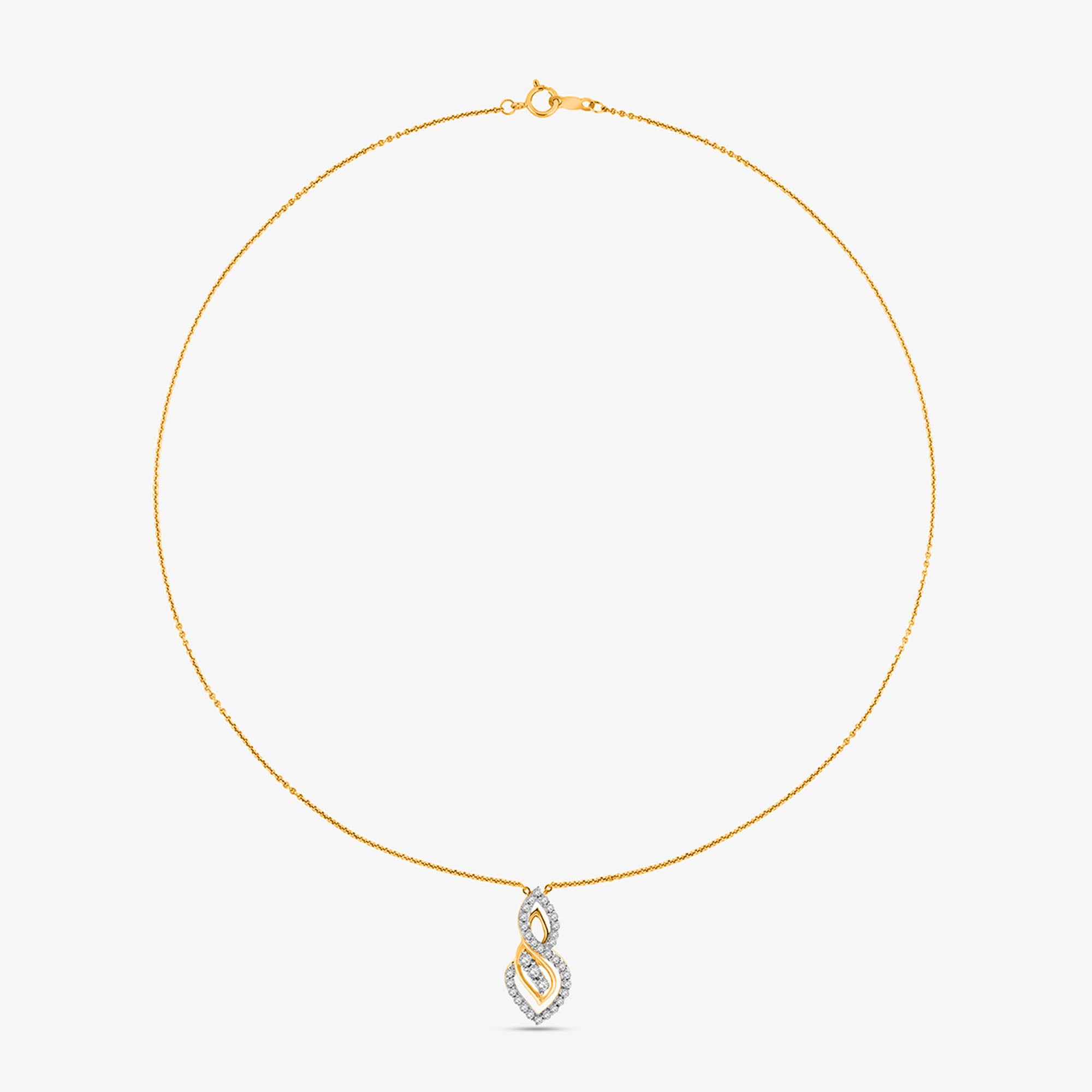 Keemti Jewels' Two-Tone Dual Loop Necklet features interlocking loops and an infinity diamond pendant.