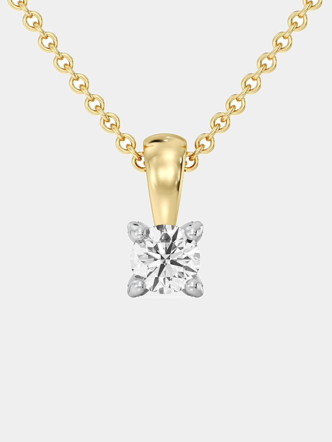 Round-cut solitaire necklace with silver-toned chain and prong-set stone