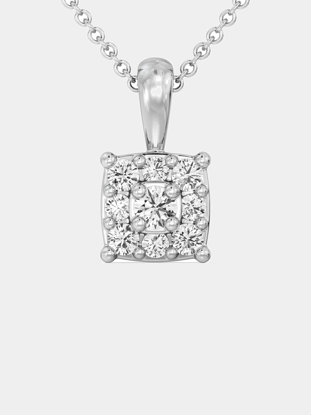 SQUARE cluster necklace with silver-plated square gemstone pendant on chain