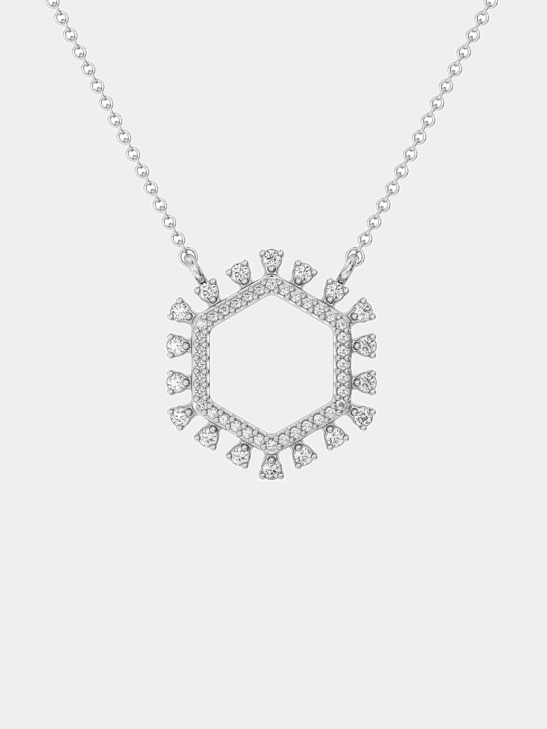 Collar Geometric Halo con cadena fina y colgante hexagonal con micro-piedras