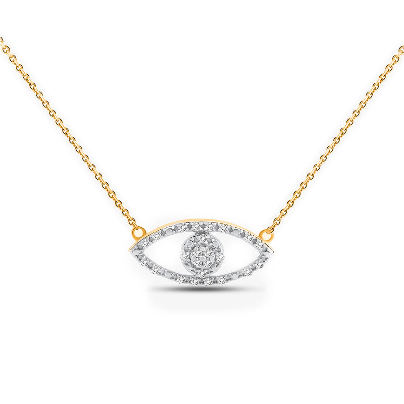 HALO Evil Eye Halskette mit ovalem Augen-Anhänger und Pavé-Details, silberfarben