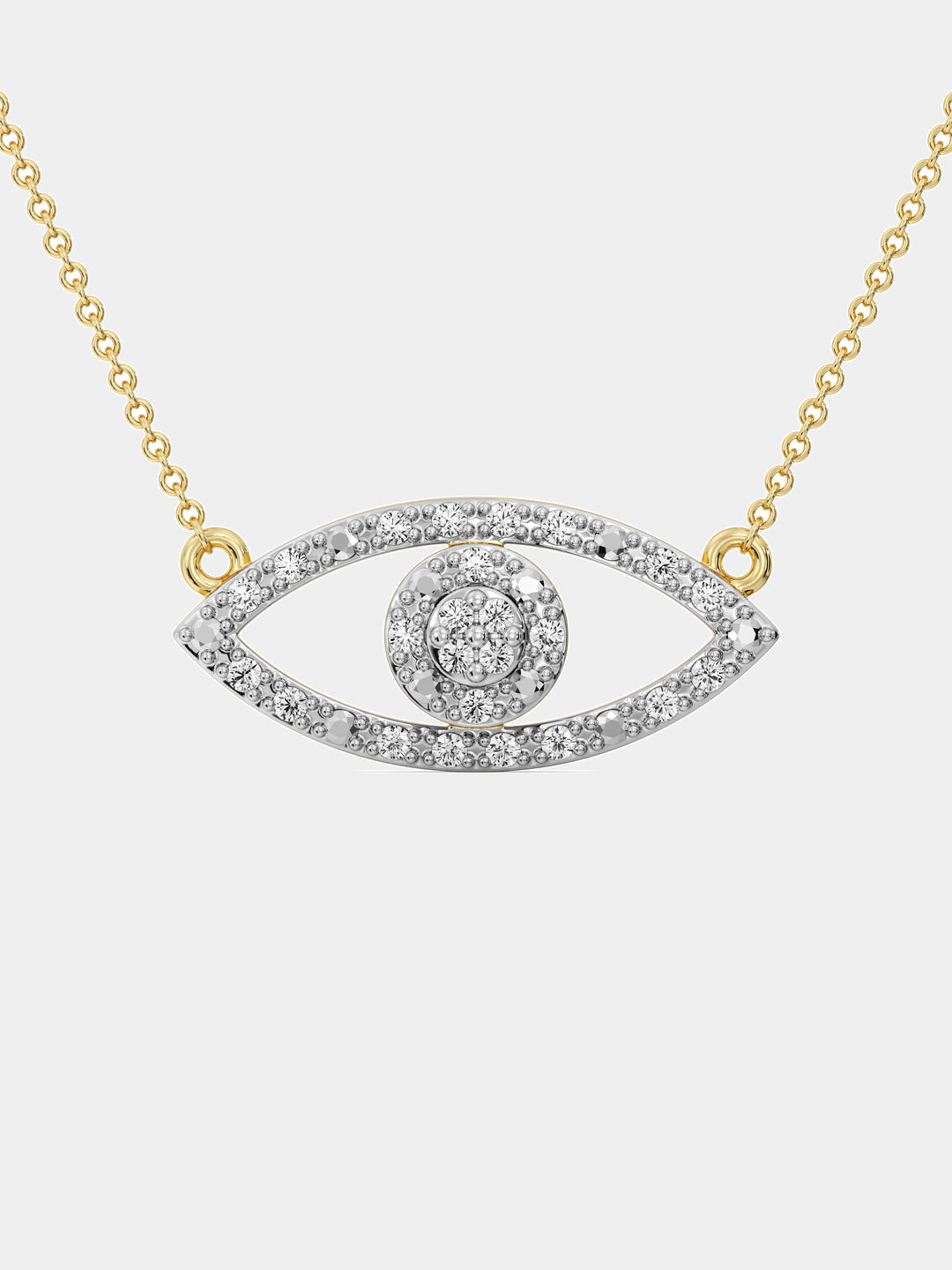 HALO Evil Eye Halskette mit ovalem Augen-Anhänger und Pavé-Details, silberfarben