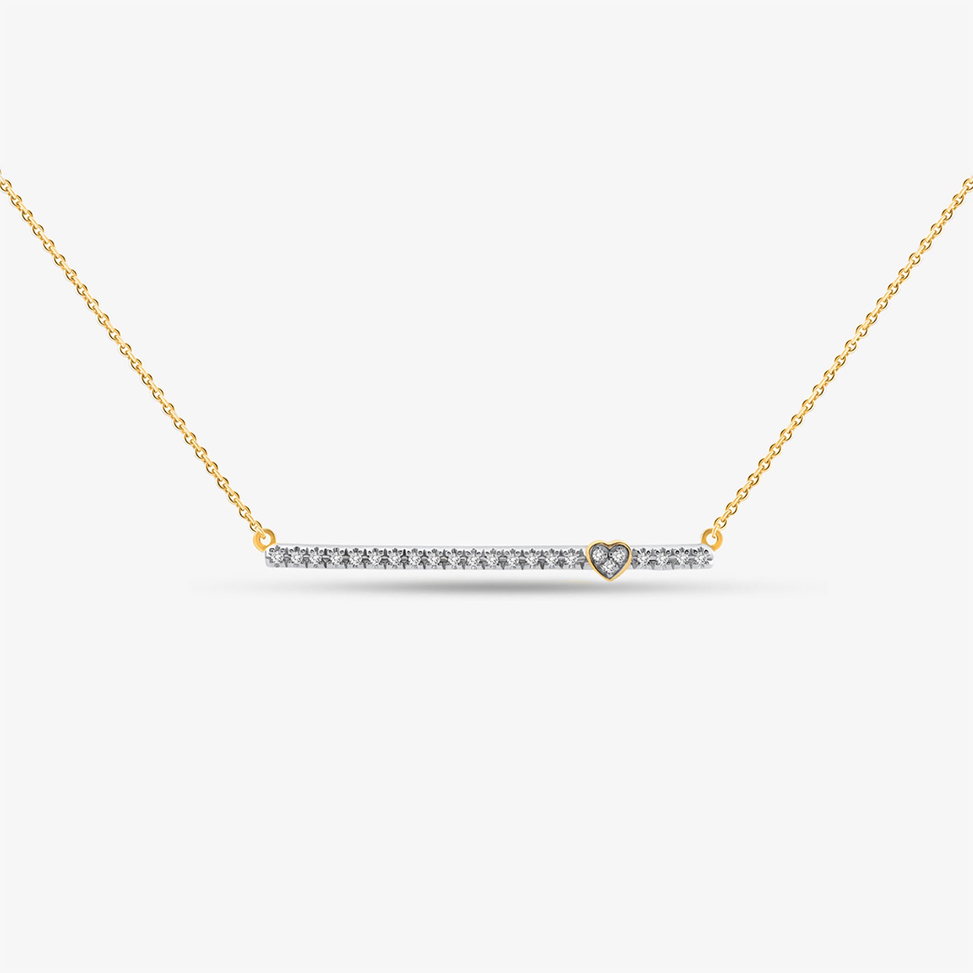 LINEAR Love necklet in silver-tone with pavé bar and small blue heart pendant