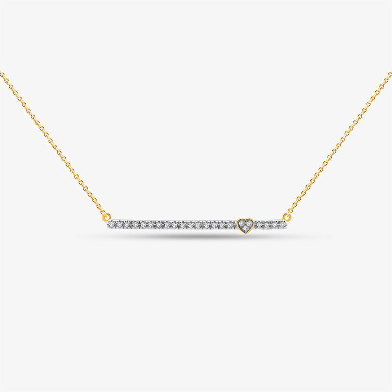 LINEAR Love necklet in silver-tone with pavé bar and small blue heart pendant