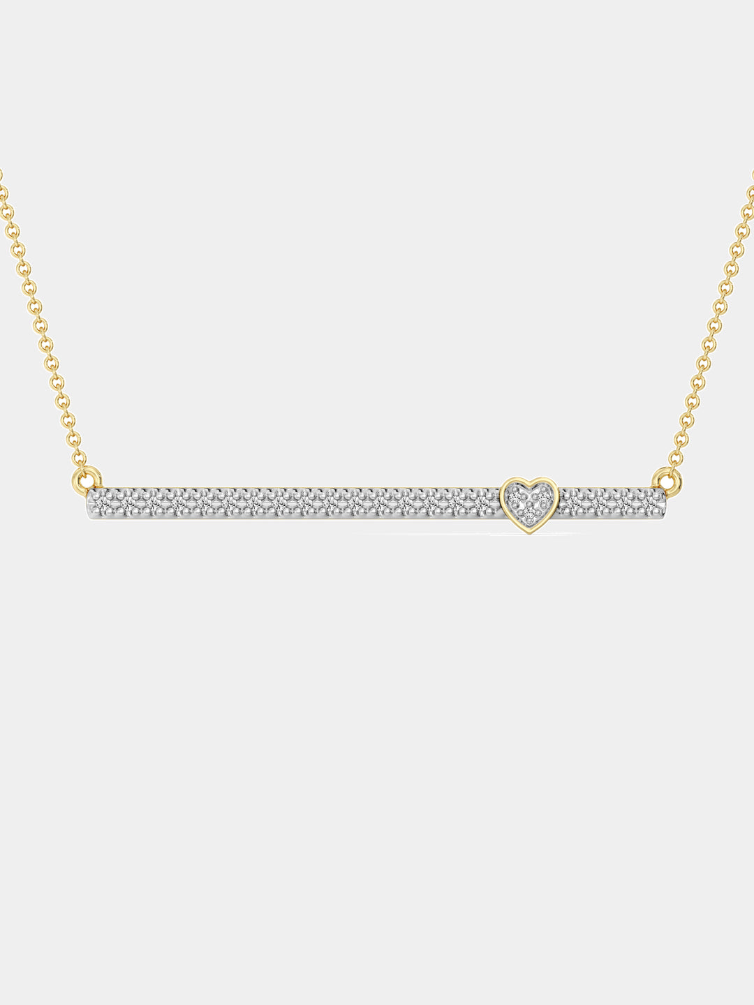 LINEAR Love necklet in silver-tone with pavé bar and small blue heart pendant