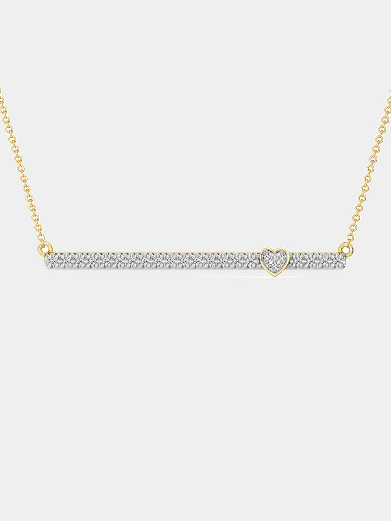 LINEAR Love necklet in silver-tone with pavé bar and small blue heart pendant