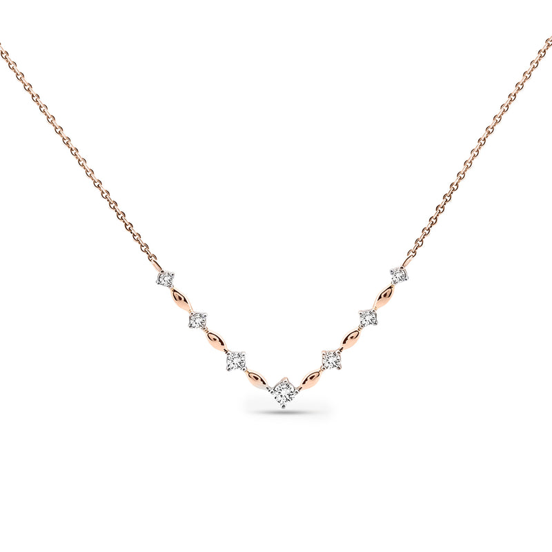 V-necklet in silver vermeil with marquise stones and diamond-like accents, 0.75 ct