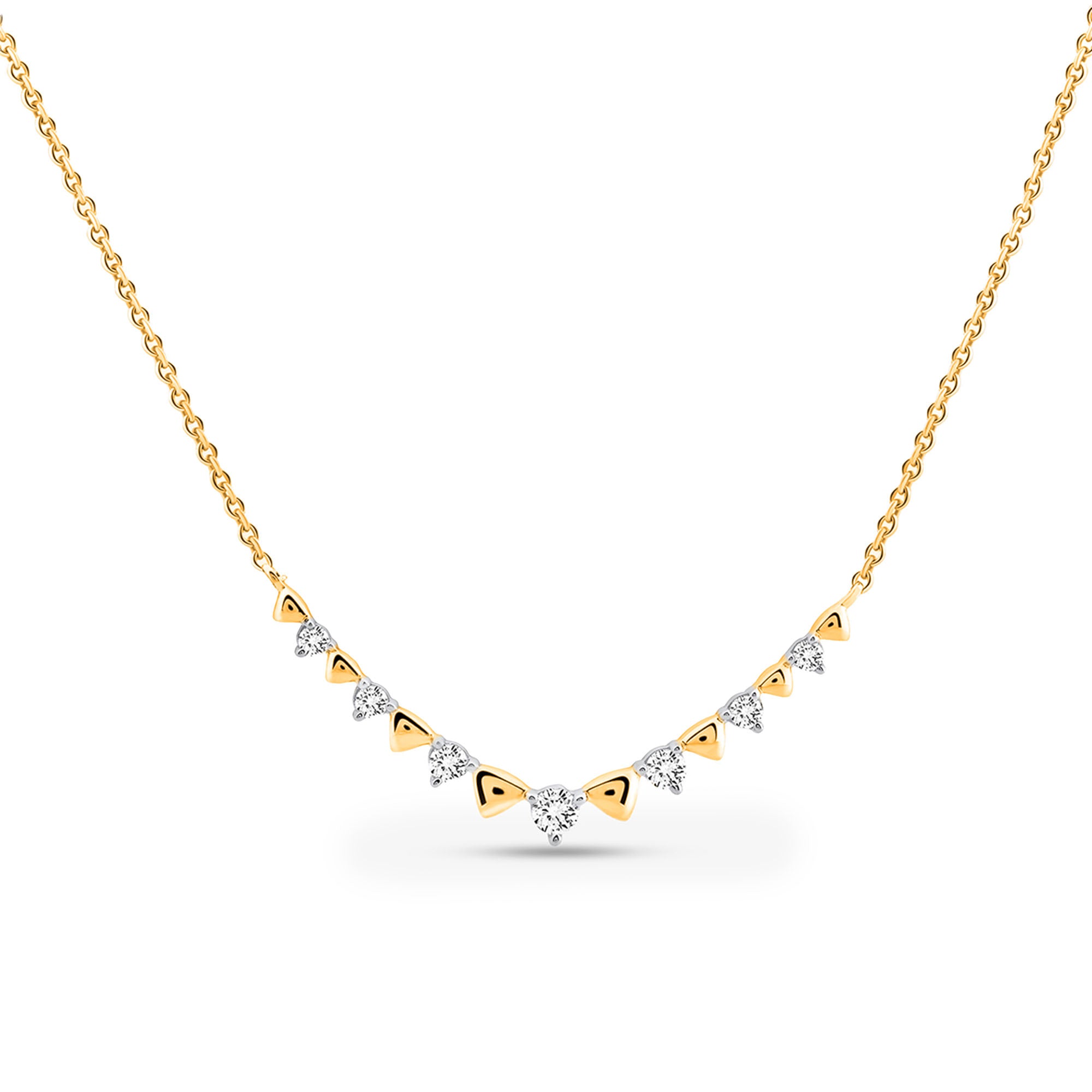 GRACELINE Curve Diamond Halskette mit Dreiecks- und Tropfensteinen, Silber 925