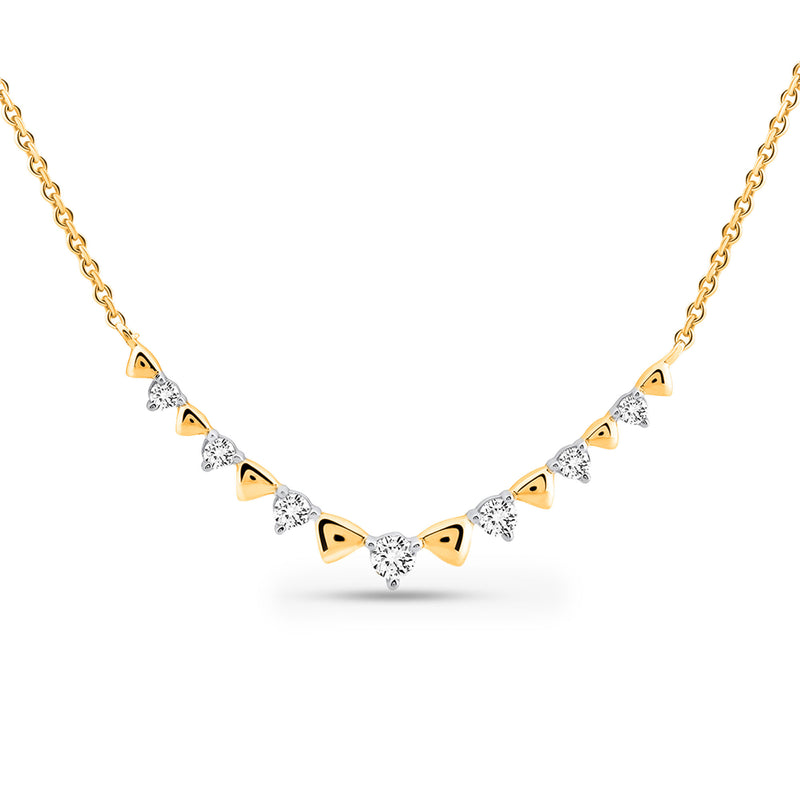 Graceline Curve Diamond Necklet by Keemti Jewels: a minimal, modern gold chain with heart accents in unique settings.