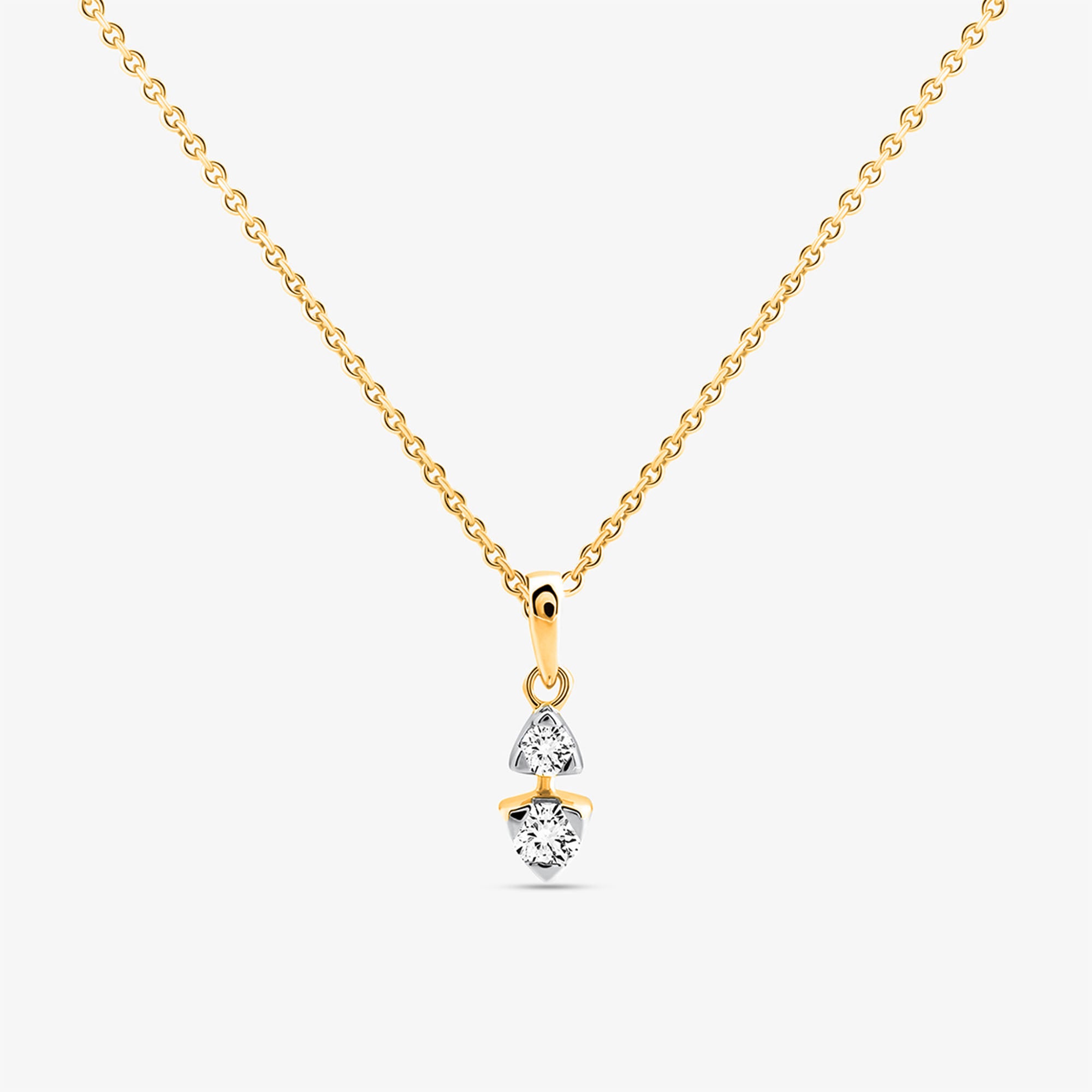 Two-Stone Triangle Cascade Chain Necklet
