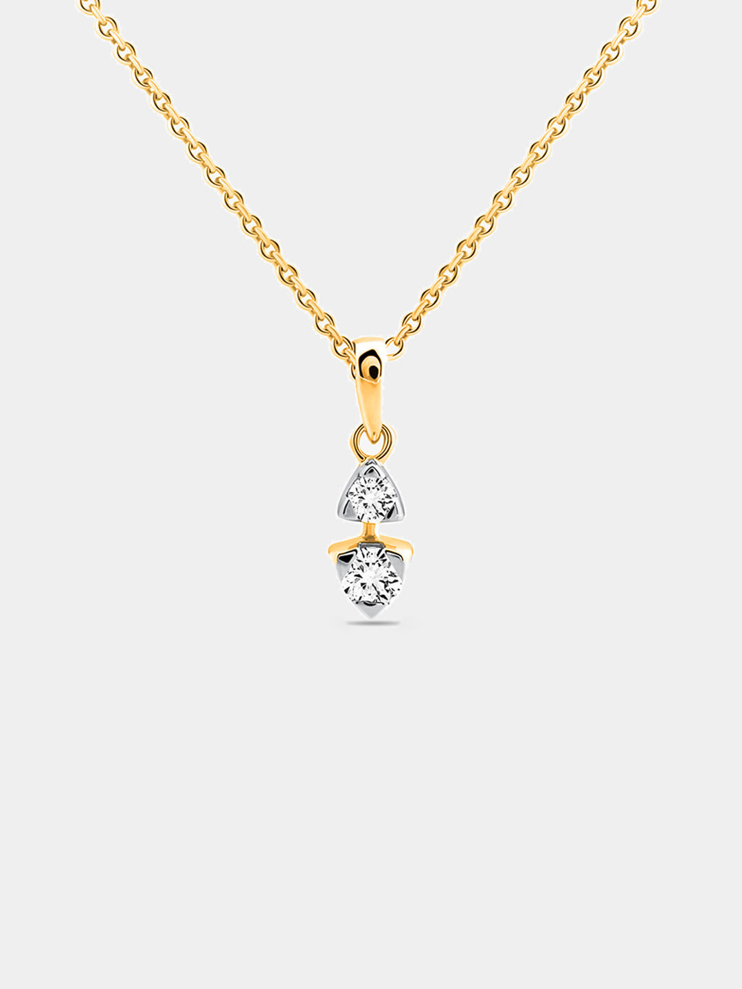 Two-Stone Triangle Cascade Chain Necklet
