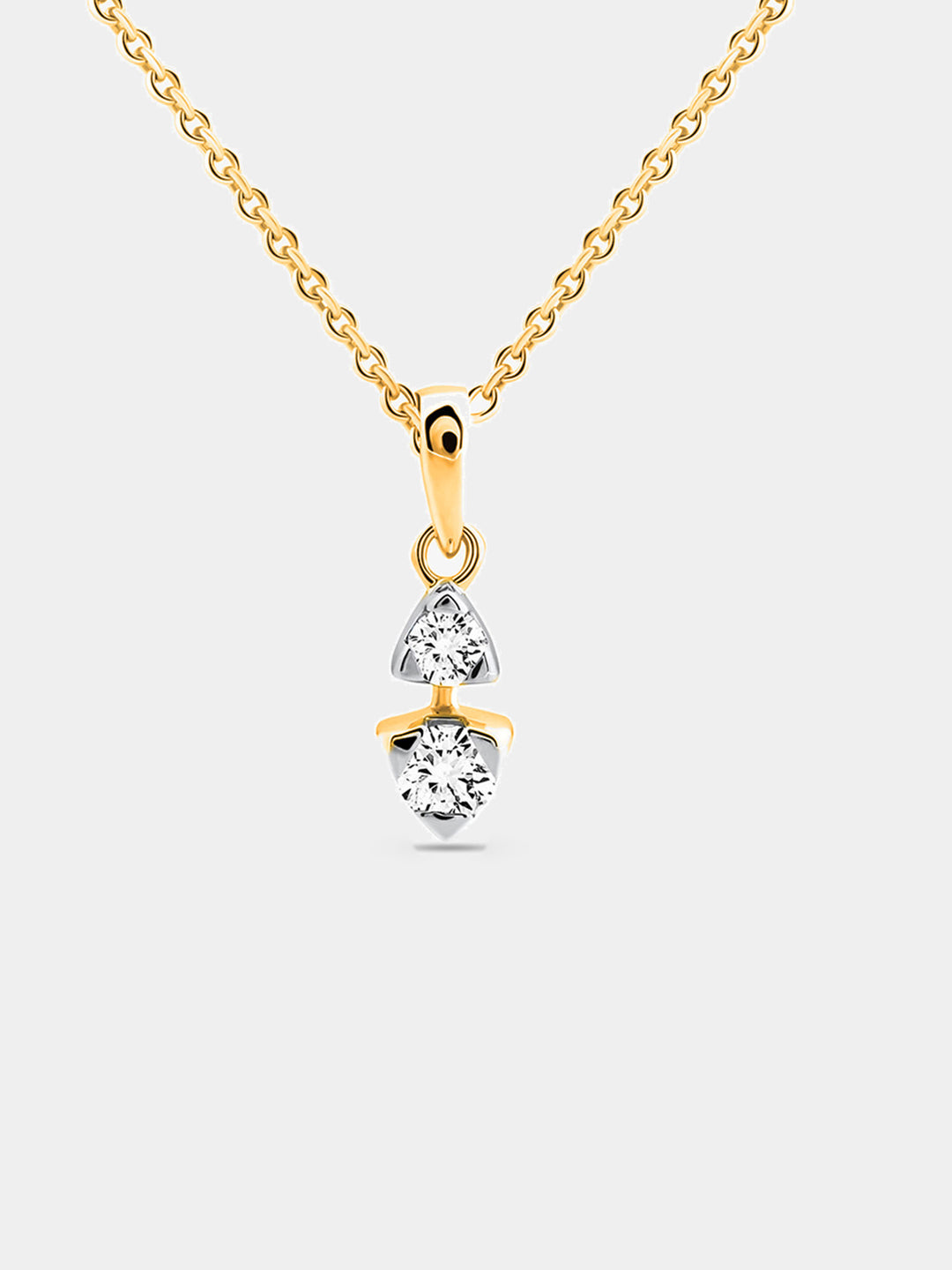 Two-Stone Triangle Cascade Chain Necklet