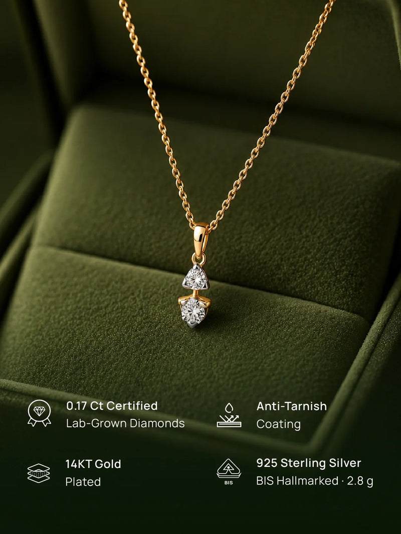 Two-Stone Triangle Cascade Chain Necklet