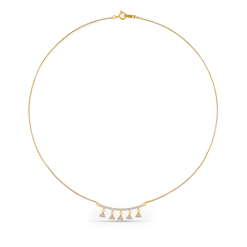 Keemti Jewels Triangle Charm Drop Necklet: Five triangles on a delicate chain, perfect for geometric jewelry lovers.