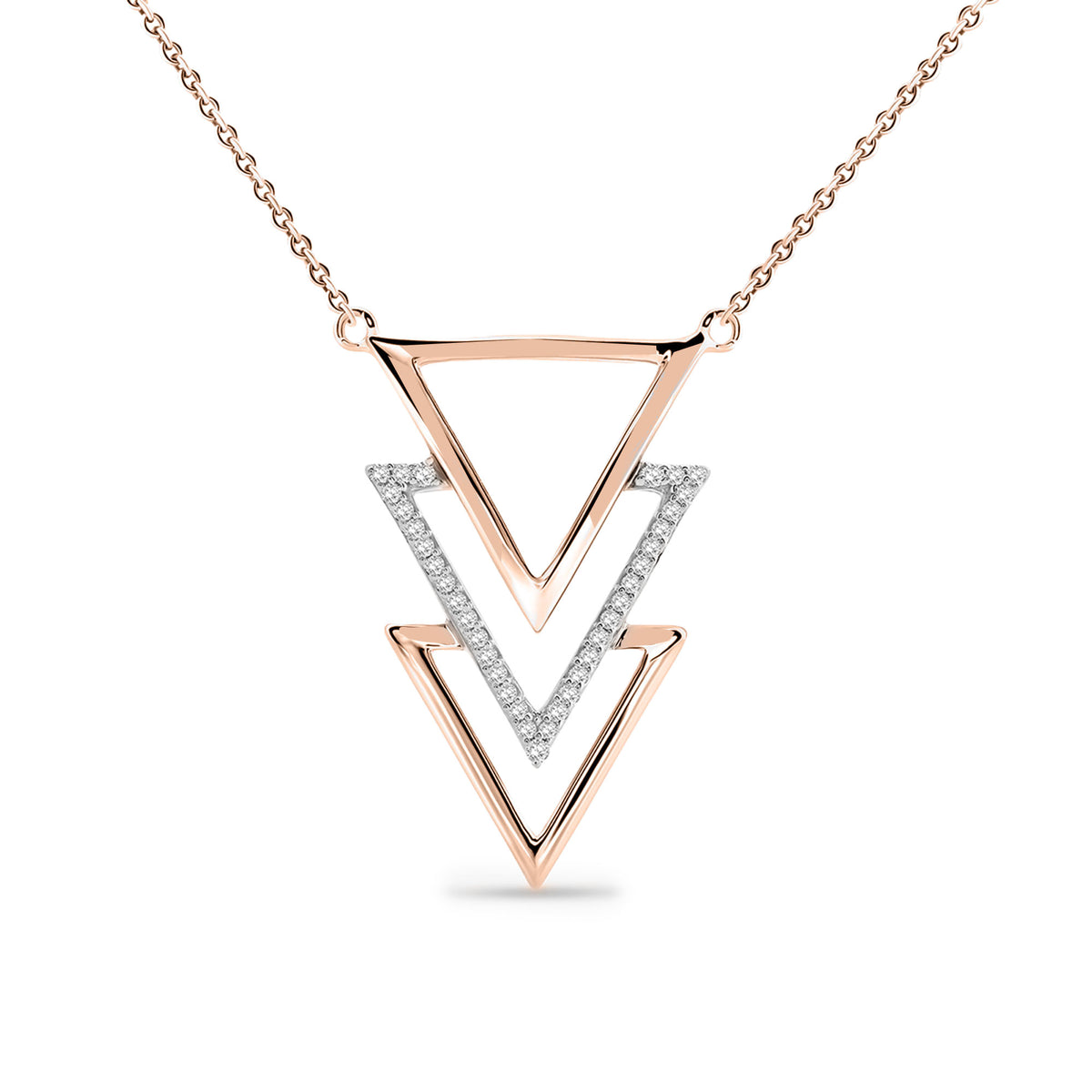 Triple Triangle Drop Necklet - keemti jewels