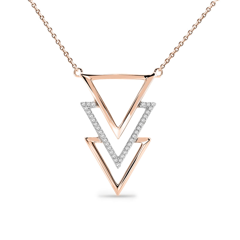 Triple Triangle Drop Necklet - keemti jewels
