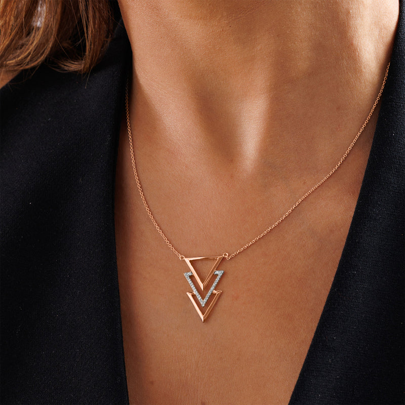 Triple Triangle Drop Necklet - keemti jewels