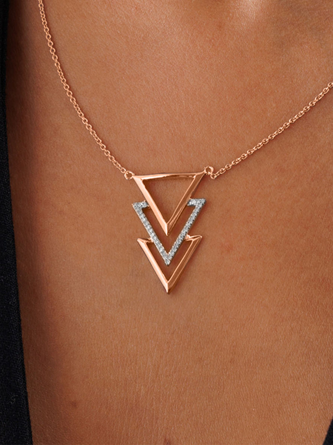 Triple Triangle Drop Necklet - keemti jewels