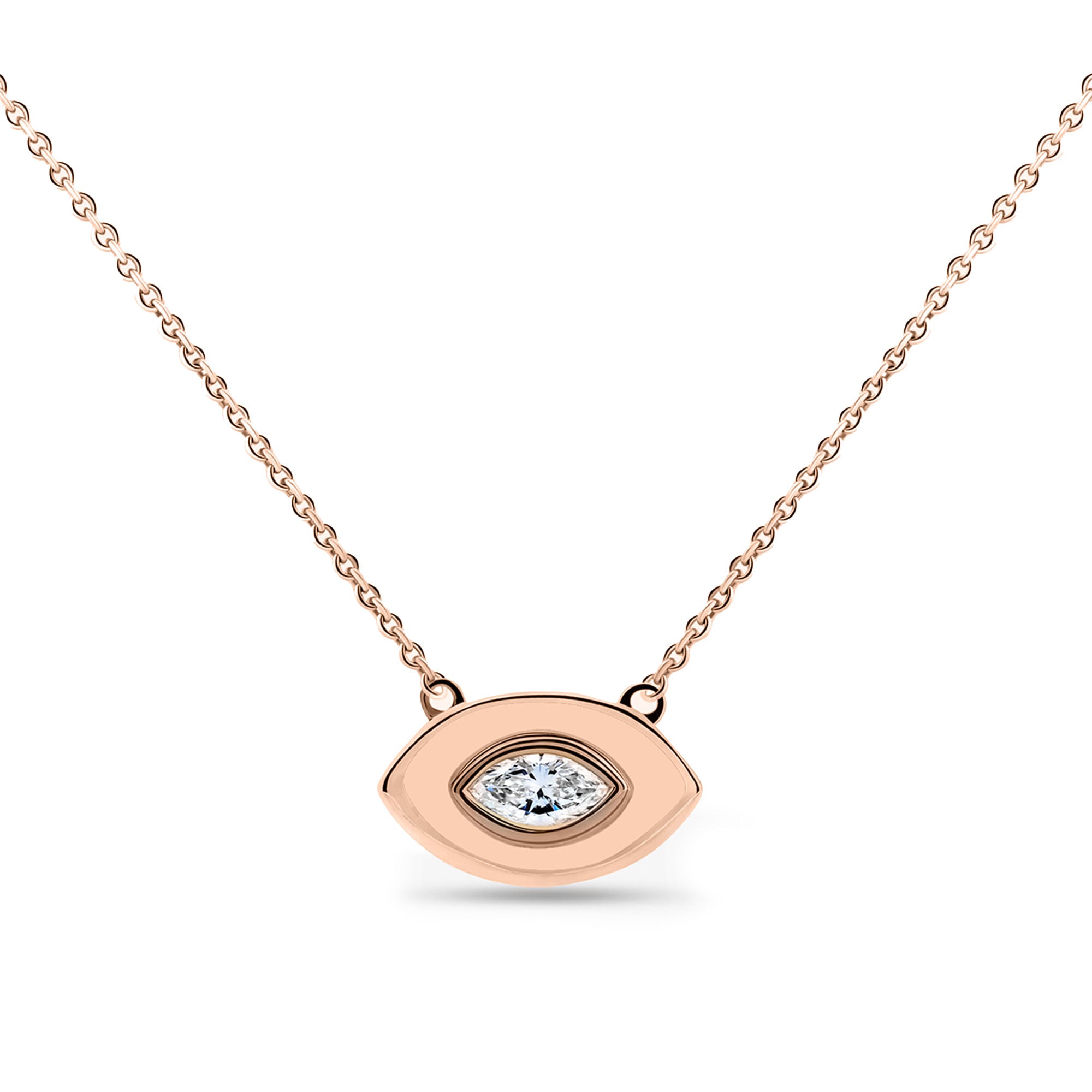 Divine Vision marquise necklet: silver 925 chain with gold eye pendant and marquise stone