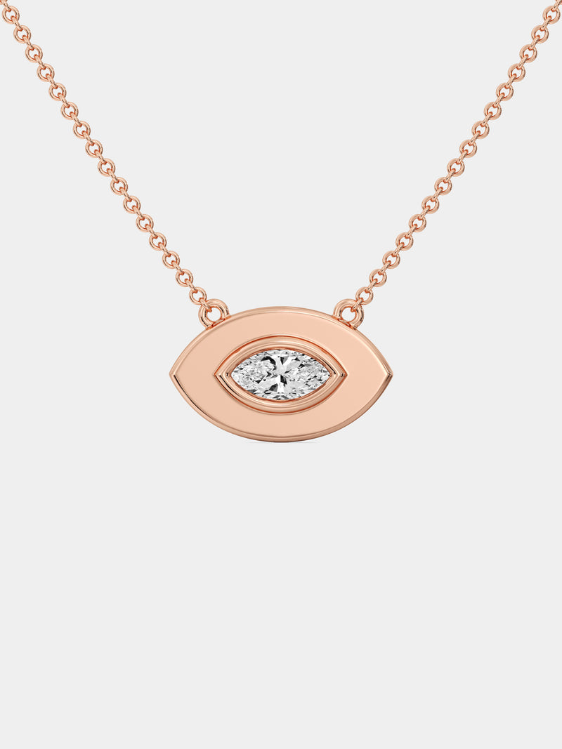 Divine Vision marquise necklet: silver 925 chain with gold eye pendant and marquise stone