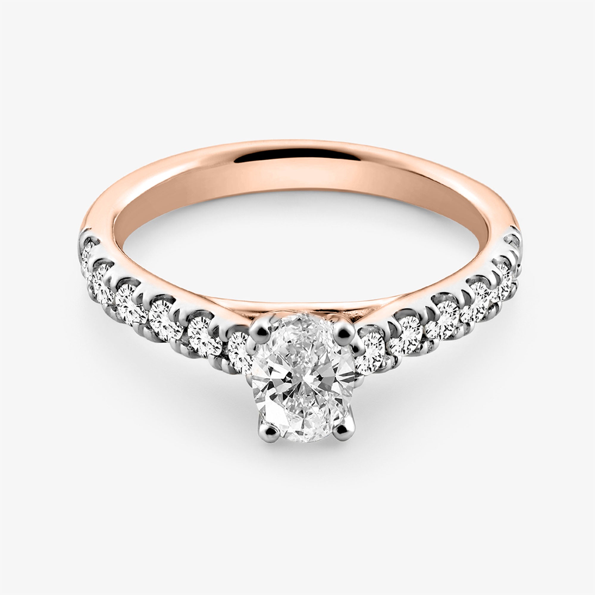 TRUE Radiance Solitaire Ring, 1.0 ct, silberner Ring mit Diamant-Solitär und Pavé