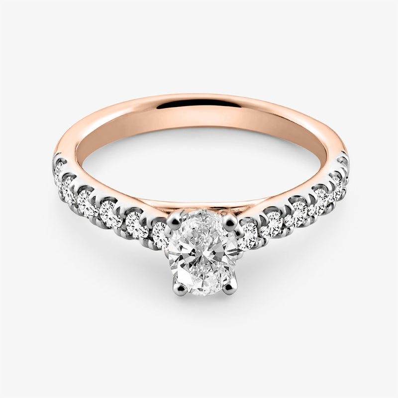 TRUE Radiance Solitaire Ring, 1.0 ct, silberner Ring mit Diamant-Solitär und Pavé