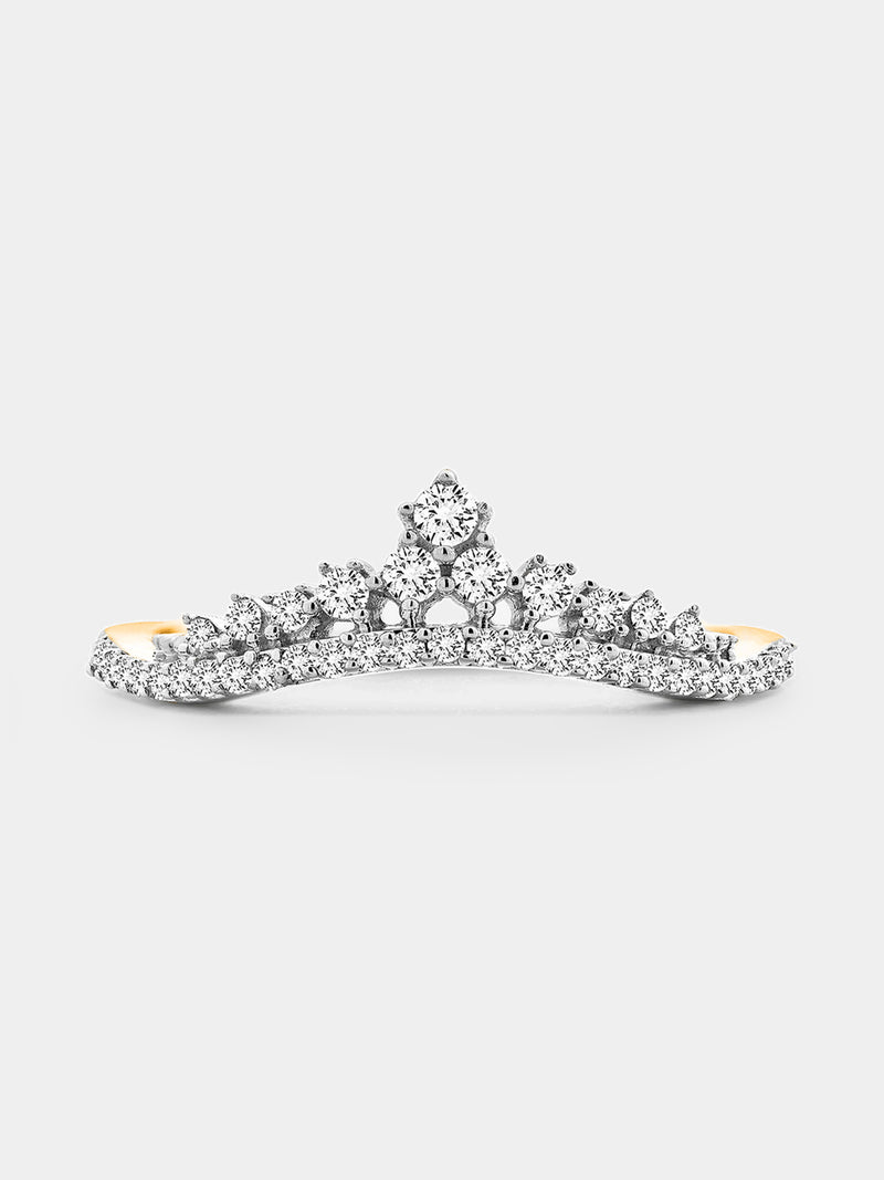Crown diamond ring in silver 925 with clustered round stones (0.75 ct)