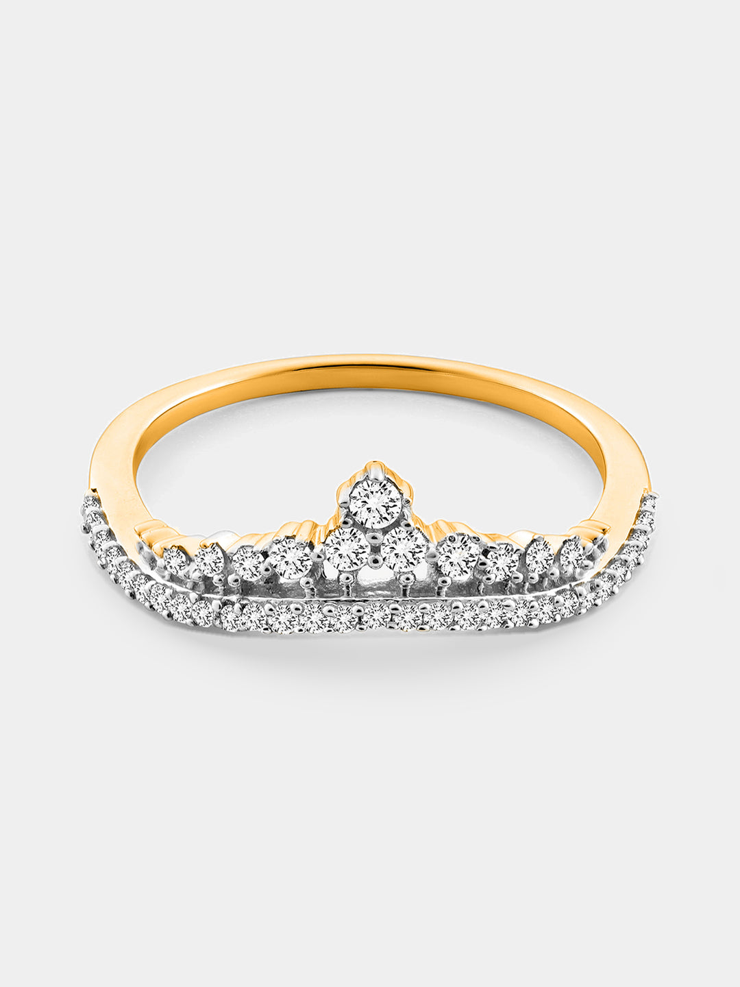Keemti Jewels' Inversed Crown Diamond Ring dazzles with round diamonds set atop and along a gold band.