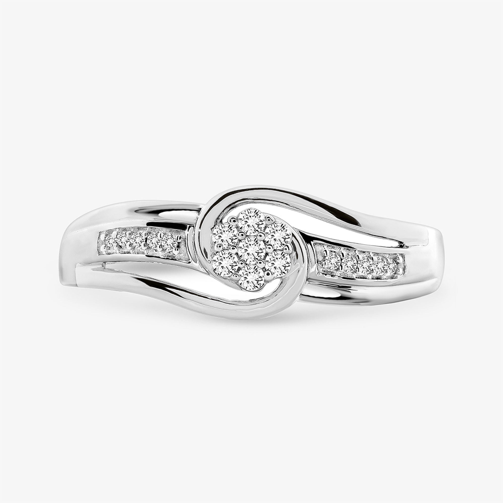 Keemti Jewels' Loop Of Light Diamond Ring: twisted silver knot with pave and clustered diamonds for elegant unity.