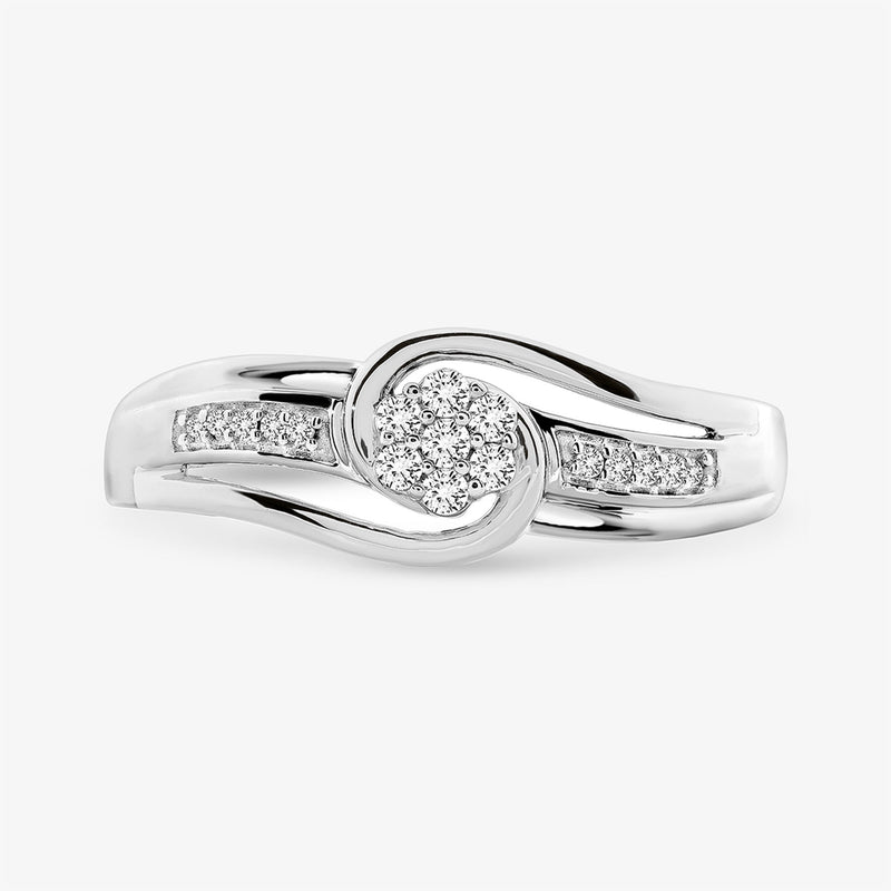 Keemti Jewels' Loop Of Light Diamond Ring: twisted silver knot with pave and clustered diamonds for elegant unity.