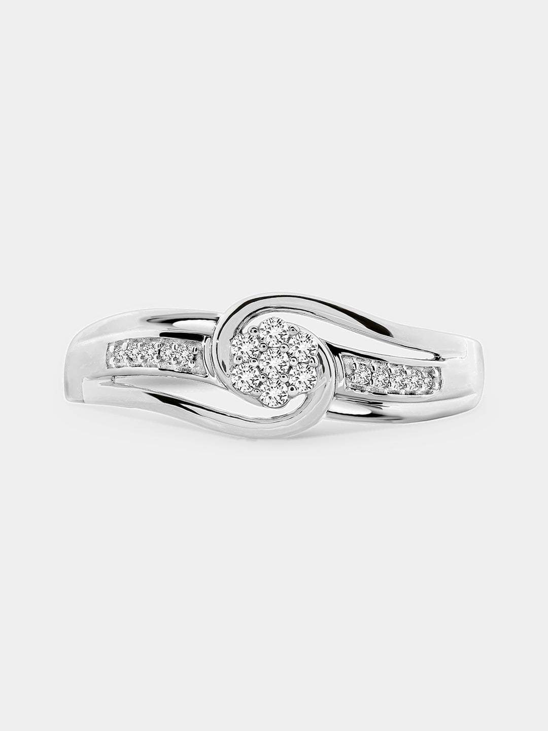 Keemti Jewels' Loop Of Light Diamond Ring: twisted silver knot with pave and clustered diamonds for elegant unity.