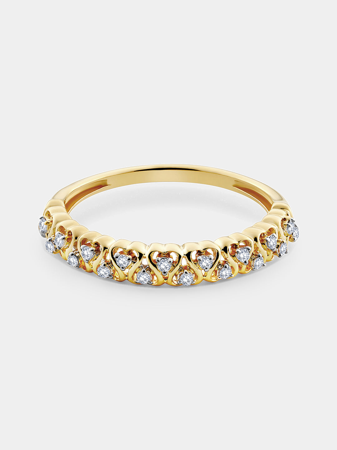 Weave Stackable Ring mit herzförmigen Steinen und zweifarbigem Band