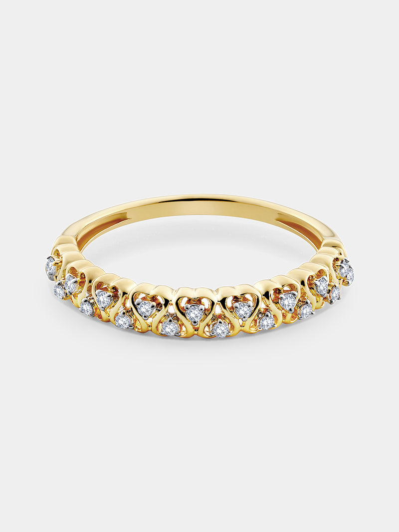 Weave Stackable Ring mit herzförmigen Steinen und zweifarbigem Band