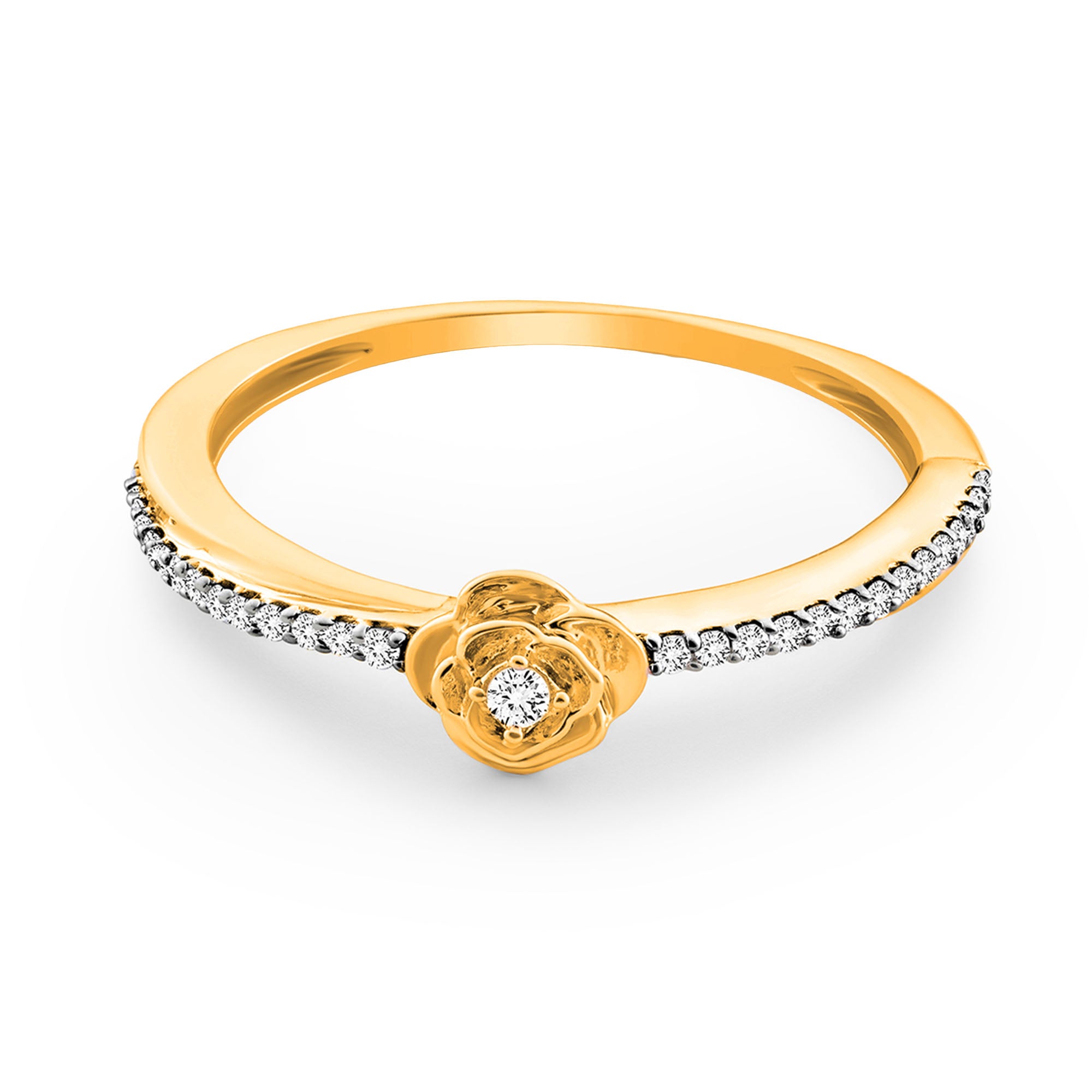 Blush Promise ring: rose-gold flower center, pavé band, 925 silver metal