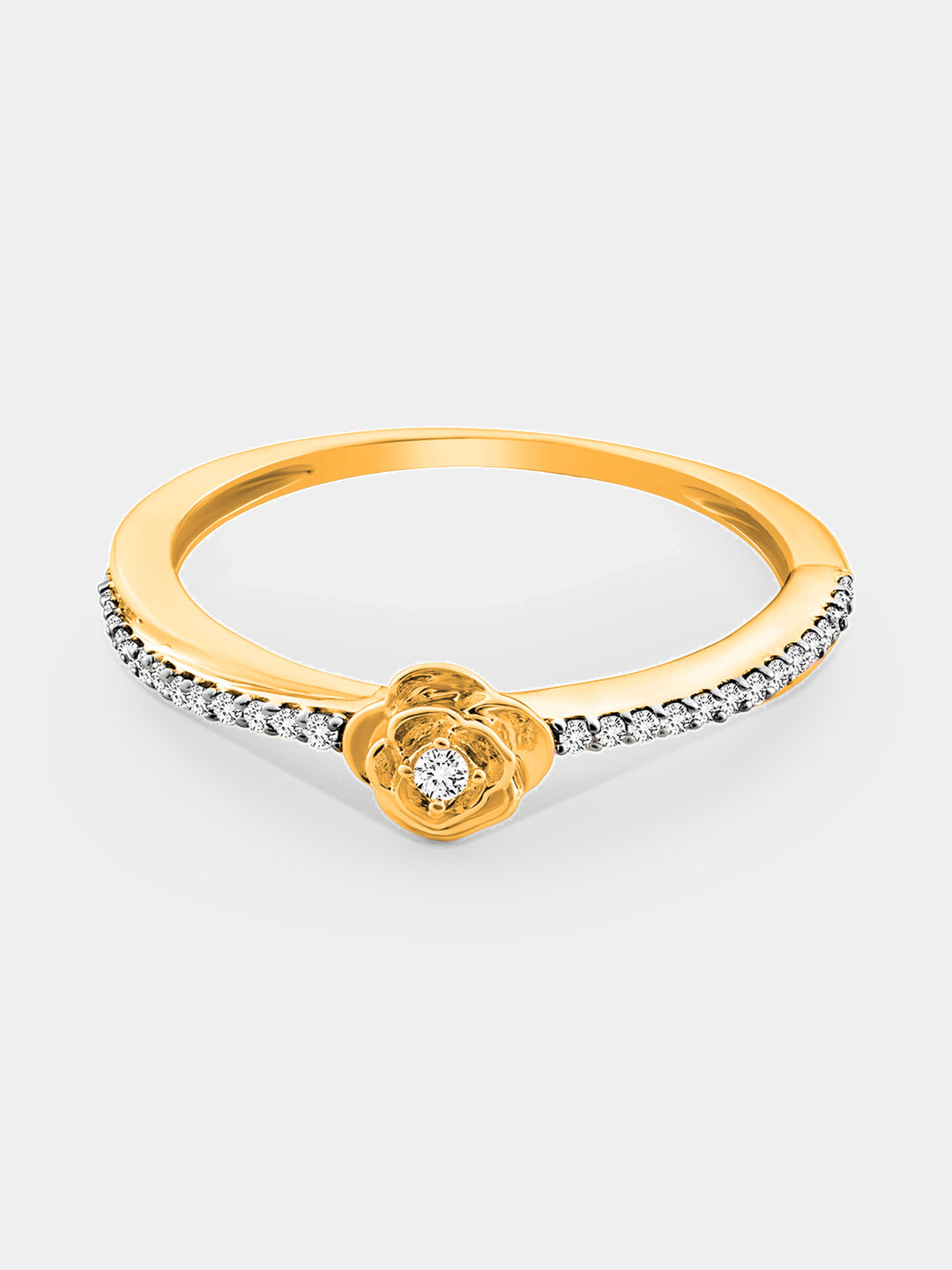 Blush Promise ring: rose-gold flower center, pavé band, 925 silver metal