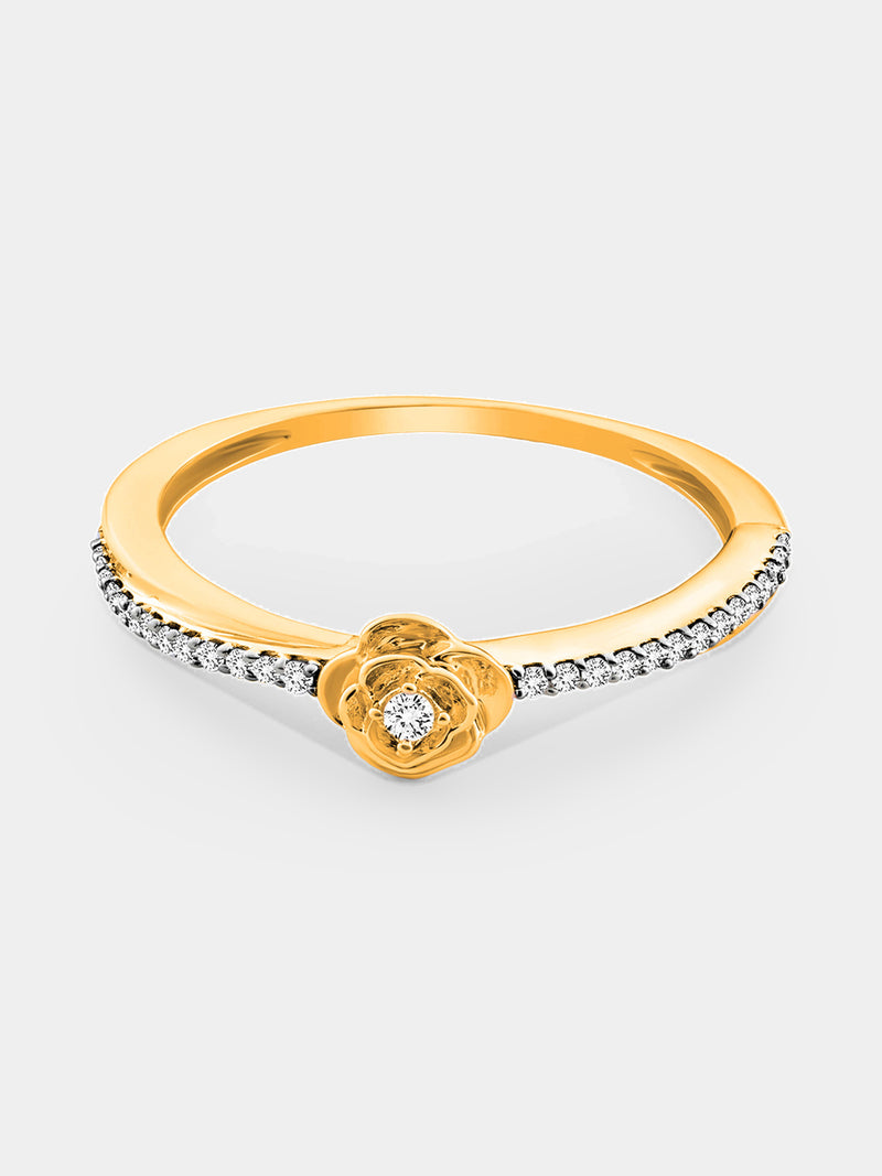 Blush Promise ring: rose-gold flower center, pavé band, 925 silver metal