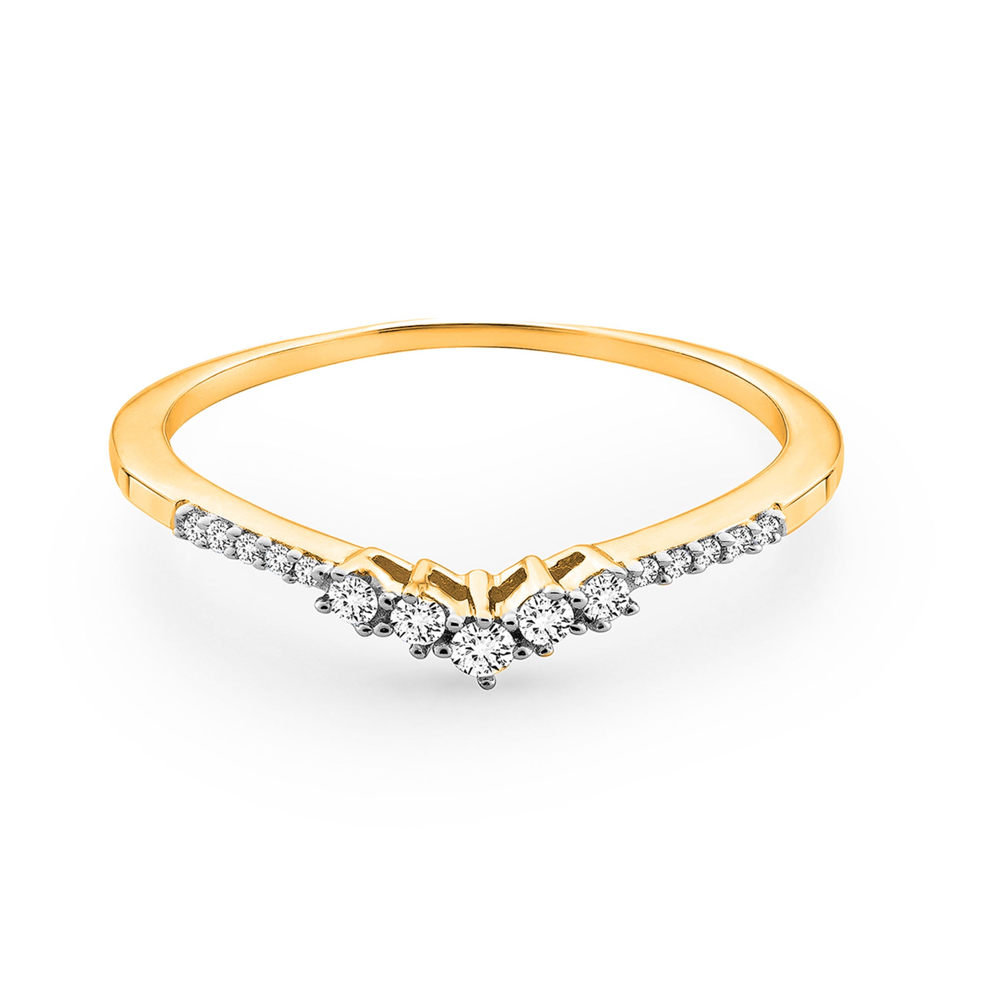 GRACE Arc V-Band Ring mit funkelnden Steinen, Silber 925
