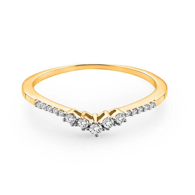 GRACE Arc V-Band Ring mit funkelnden Steinen, Silber 925