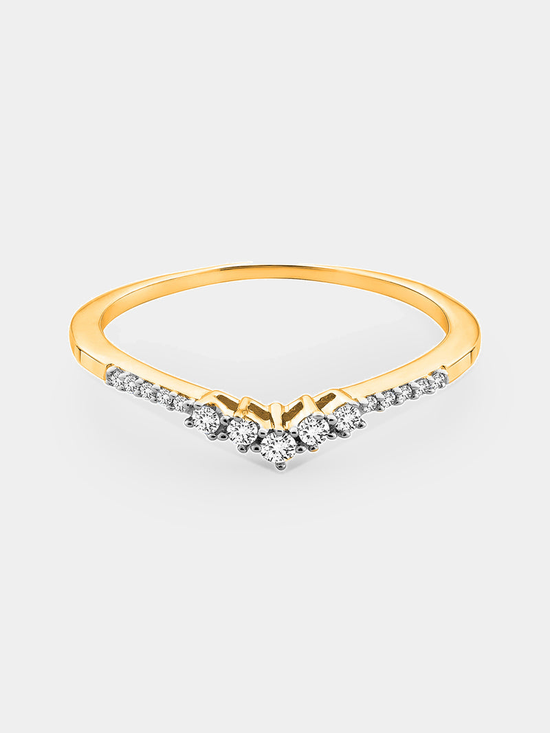 GRACE Arc V-Band Ring mit funkelnden Steinen, Silber 925