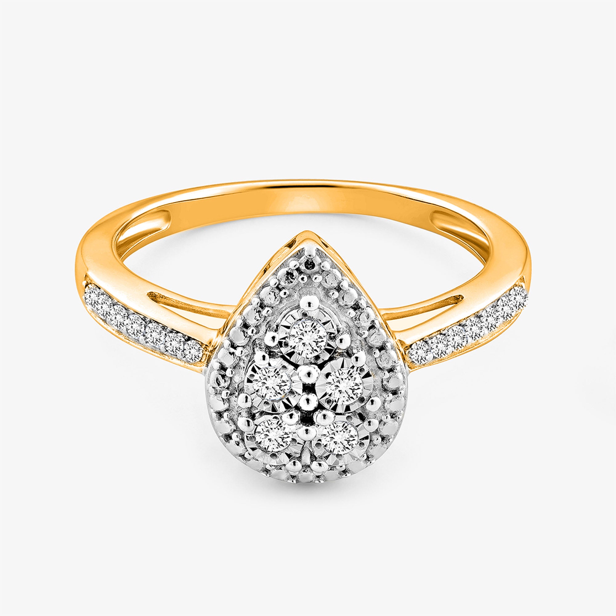 DEWDROP pear-shaped ring in sterling silver with pavÃ© sparkle setting