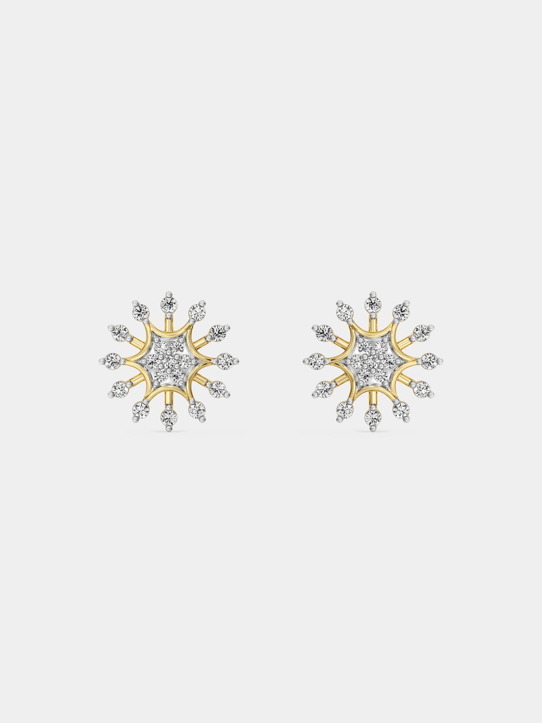 Snow Frosted Grace stud earrings, silver-tone starburst with clear round stones
